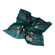 Load image into Gallery viewer, Hand-Painted Floral-Themed Soft Green 100% Silk Scarf - Harmonious Blooming | NOVICA