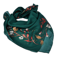Load image into Gallery viewer, Leafy and Floral Hand-Painted Soft Green Silk Scarf - Harmonious Season | NOVICA