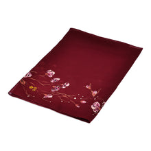 Load image into Gallery viewer, Leafy and Floral Hand-Painted Soft Burgundy Silk Scarf - Regal Season | NOVICA