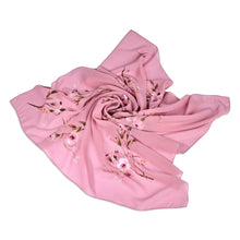 Load image into Gallery viewer, Hand-Painted Floral-Themed Soft Pink 100% Silk Scarf - Sweet Blooming | NOVICA