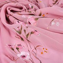 Load image into Gallery viewer, Hand-Painted Floral-Themed Soft Pink 100% Silk Scarf - Sweet Blooming | NOVICA