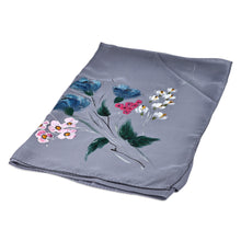 Load image into Gallery viewer, Floral Hand-Painted 100% Silk Scarf in a Grey Base Hue - Primaveral Serenity | NOVICA
