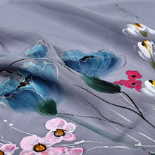 Load image into Gallery viewer, Floral Hand-Painted 100% Silk Scarf in a Grey Base Hue - Primaveral Serenity | NOVICA