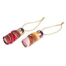 Load image into Gallery viewer, Handcrafted Worry Doll Wood and Cotton Ornaments (Set of 12) - In the Village | NOVICA