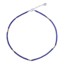 Load image into Gallery viewer, Lapis Lazuli Hematite Beaded Strand Necklace from Thailand - Blue Glam | NOVICA