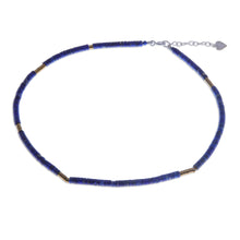 Load image into Gallery viewer, Lapis Lazuli Hematite Beaded Strand Necklace from Thailand - Blue Glam | NOVICA