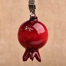 Load image into Gallery viewer, Pomegranate-Shaped Red Wood and Stainless Steel Keychain - Romantic Luck | NOVICA
