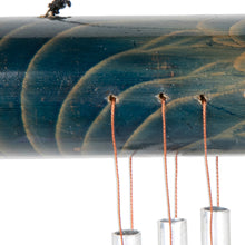 Load image into Gallery viewer, Bamboo Wind Chime in Blue with Nine Aluminum Pipes from Bali - Early Morning Song in Blue | NOVICA