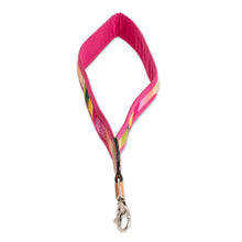 Load image into Gallery viewer, Handwoven Pink Cotton Strap Keychain with Leather Accent - Colorful Charm | NOVICA