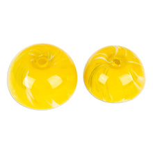 Load image into Gallery viewer, Handblown Patterned Yellow Recycled Glass Bowls (Set of 2) - Flavors in Summer | NOVICA