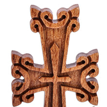 Load image into Gallery viewer, Classic Hand-Carved Light Brown Beech Wood Cross - Sylvan Holiness | NOVICA