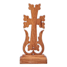 Load image into Gallery viewer, Classic Hand-Carved Light Brown Beech Wood Cross - Sylvan Holiness | NOVICA