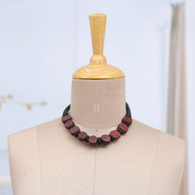 Load image into Gallery viewer, Handcrafted Maroon Haldu Wood Beaded Necklace from India - Maroon Glory | NOVICA