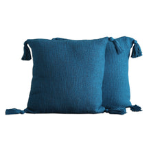 Load image into Gallery viewer, Pair of Peacock-Toned Cotton Cushion Covers with Tassels - Peacock Tassels | NOVICA
