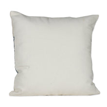 Load image into Gallery viewer, Diamond-Shaped Floral Blue Cotton Cushion Covers (Pair) - Diamond Petals | NOVICA
