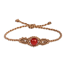 Load image into Gallery viewer, Handcrafted Beige Cotton and Agate Macrame Pendant Bracelet - Goddess of Fire | NOVICA
