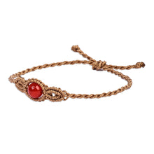 Load image into Gallery viewer, Handcrafted Beige Cotton and Agate Macrame Pendant Bracelet - Goddess of Fire | NOVICA