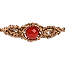 Load image into Gallery viewer, Handcrafted Beige Cotton and Agate Macrame Pendant Bracelet - Goddess of Fire | NOVICA