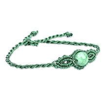 Load image into Gallery viewer, Handmade Turquoise Cotton and Jade Macrame Pendant Bracelet - Goddess of Vitality | NOVICA