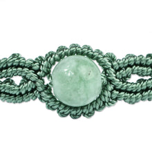 Load image into Gallery viewer, Handmade Turquoise Cotton and Jade Macrame Pendant Bracelet - Goddess of Vitality | NOVICA