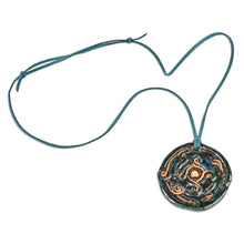 Load image into Gallery viewer, Classic Handcrafted Blue and Green Ceramic Pendant Necklace - Mystic Whirl | NOVICA