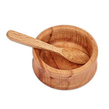 Load image into Gallery viewer, Hand-Carved Brown Beechwood Bowl and Spoon Set (2 Pieces) - Sylvan Taste | NOVICA