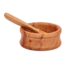 Load image into Gallery viewer, Hand-Carved Brown Beechwood Bowl and Spoon Set (2 Pieces) - Sylvan Taste | NOVICA