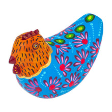 Load image into Gallery viewer, Mexican Hand-Painted Blue Orange Hen Wood Alebrije Figurine - Blue Hen | NOVICA
