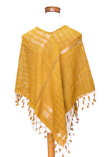Load image into Gallery viewer, Hand-Woven Yellow Cotton Poncho with Tassels from Guatemala - Golden Flair | NOVICA