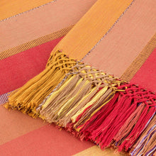 Load image into Gallery viewer, Handwoven Striped Fringed Colorful Cotton Tablecloth - Dawn in the Countryside | NOVICA
