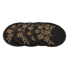 Load image into Gallery viewer, Set of 4 Floral Black and Golden Glass Beaded Placemats - Nocturnal Bouquet | NOVICA
