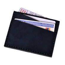 Load image into Gallery viewer, Suede Card Holder in Blue with One Pocket and Four Slots - Days of Elegance | NOVICA