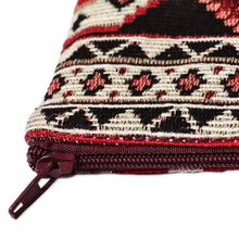Load image into Gallery viewer, Classic Geometric-Patterned Red Cotton Cosmetic Bag - Fiery Armenia | NOVICA