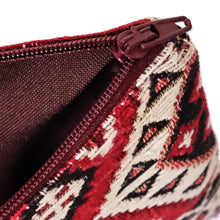 Load image into Gallery viewer, Classic Geometric-Patterned Red Cotton Cosmetic Bag - Fiery Armenia | NOVICA