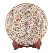 Load image into Gallery viewer, Traditional Floral and Leafy Marble Decorative Plate - Blooming Celebration | NOVICA