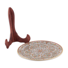 Load image into Gallery viewer, Traditional Floral and Leafy Marble Decorative Plate - Blooming Celebration | NOVICA