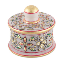 Load image into Gallery viewer, Golden and Red Marble Tray and Covered Bowls (5 Pieces) - Gathering at the Paradise | NOVICA