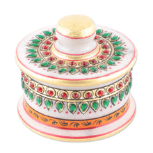 Load image into Gallery viewer, Green and Red Marble Tray and Covered Bowls (5 Pieces) - Gathering at the Palace | NOVICA