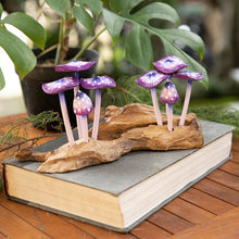 Load image into Gallery viewer, Handcrafted Nature-Themed Purple Mushroom Wood Sculpture - Purple Tropic | NOVICA