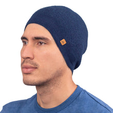 Load image into Gallery viewer, Unisex Soft Alpaca Blend Knit Hat in Indigo Blue - Indigo Minds | NOVICA