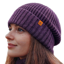 Load image into Gallery viewer, Alpaca and Wool Blend Knit Beanie Hat in Boysenberry Purple - Boysenberry Age | NOVICA