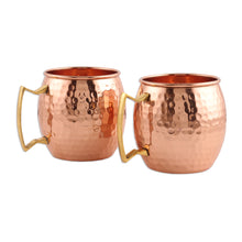 Load image into Gallery viewer, Pair of Handcrafted Copper and Brass Mugs from India - Tavern Style | NOVICA