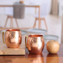 Load image into Gallery viewer, Pair of Handcrafted Copper and Brass Mugs from India - Tavern Style | NOVICA