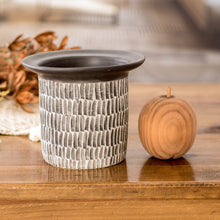 Load image into Gallery viewer, Guatemalan Handcrafted Modern Ivory and Black Ceramic Vase - Chic Corner in Black | NOVICA