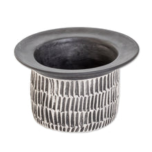 Load image into Gallery viewer, Guatemalan Handcrafted Modern Ivory and Black Ceramic Vase - Chic Corner in Black | NOVICA
