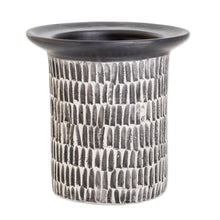 Load image into Gallery viewer, Guatemalan Handcrafted Textured Ivory and Black Ceramic Vase - Art and Elegance in Black | NOVICA