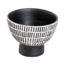 Load image into Gallery viewer, Ivory and Black Textured Ceramic Vase Handmade in Guatemala - Harmonious Symphony in Black | NOVICA
