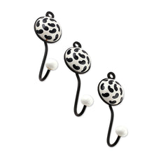 Load image into Gallery viewer, Set of 3 Ceramic Coat Hooks with Hand-Painted Paisley Motifs - Perfect Paisley | NOVICA