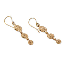 Load image into Gallery viewer, Floral High-Polished Brass Dangle Earrings from India - Floral Victory | NOVICA