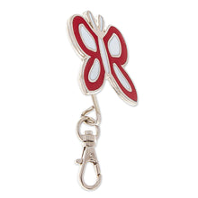 Load image into Gallery viewer, Butterfly-Themed Red and White Resin and Zamac Keychain - Fluttering in Romance | NOVICA